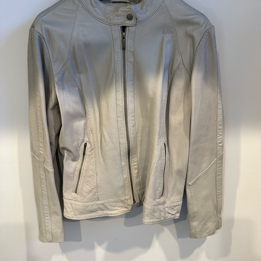 Women's Gray Leather Jacket